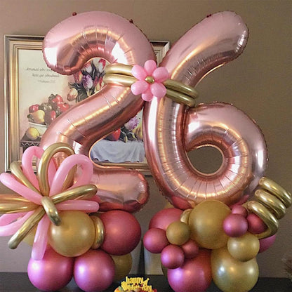 Regine Switzerland 40-Inch Rose Gold Foil Number 2 Balloon - Self-Inflating Digital Helium Decoration for Birthdays & Anniversaries
