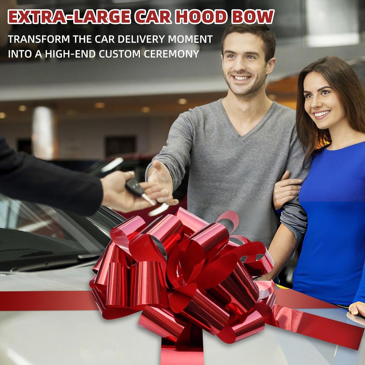 Big Car Bow - Metallic Red 20-Inch Round Present Bow for Cars, Weddings, Birthdays & Gifts