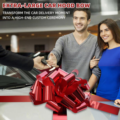 Big Car Bow - Metallic Red 20-Inch Round Present Bow for Cars, Weddings, Birthdays & Gifts
