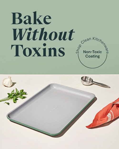 Caraway Non-Stick Ceramic Baking Sheet - Non-Toxic, PTFE & PFOA Free - Ideal for Baking & Roasting - Medium (15" x 10") - Sage
