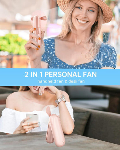 Skiennix Mini Handheld Fan - USB Rechargeable Portable Fan with 2000 mAh Battery | 3 Adjustable Speeds