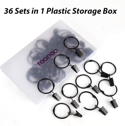 Skiennix 36-Pack Metal Curtain Rings - Openable Clips, Heavy Duty, Rustproof | 1.22" Diameter, Black