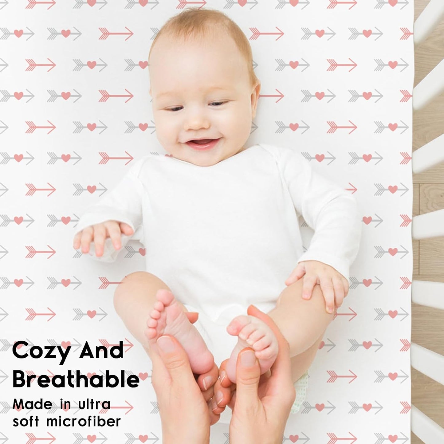 Yoofoss Fitted Baby Crib Sheets - Super Soft Microfiber 2-Pack for Standard Crib & Toddler Mattress | 28x52x8in (Arrow)