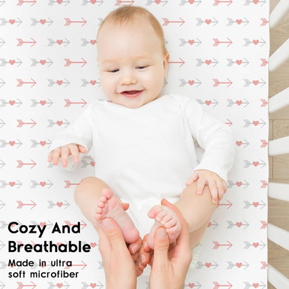 Yoofoss Fitted Baby Crib Sheets - Super Soft Microfiber 2-Pack for Standard Crib & Toddler Mattress | 28x52x8in (Arrow)