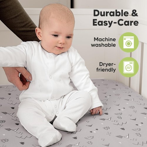 KeaBabies 2-Pack Organic Crib Sheets for Boys, Girls - 52x28 Fitted Crib Mattress Sheet Neutral, Breathable Jersey Cotton Cover for Baby Bed, Toddler Mattress, Soft & Cute Prints (Cove)