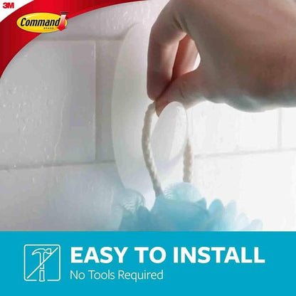 Command Bath Large Towel Hook Set - 3 Large Clear Frosted Hooks with Water-Resistant Strips for Damage-Free Organization