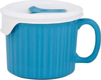 CorningWare Meal Mug - Light Blue Ceramic 20oz with Lid for Convenient Dining