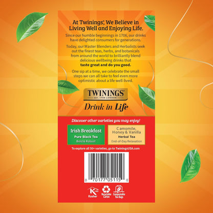 Twinings English Breakfast Black Tea - Flavourful & Robust Caffeinated Bags | 50 Count (Pack of 6)
