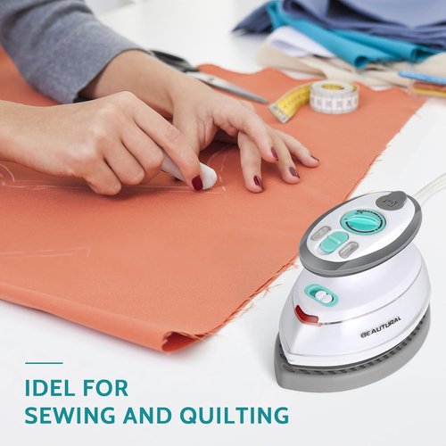 Beautural Mini Travel Steam Iron - Dual Voltage, Non-Stick Soleplate, Anti-Slip Handle | Perfect for Sewing & Quilting