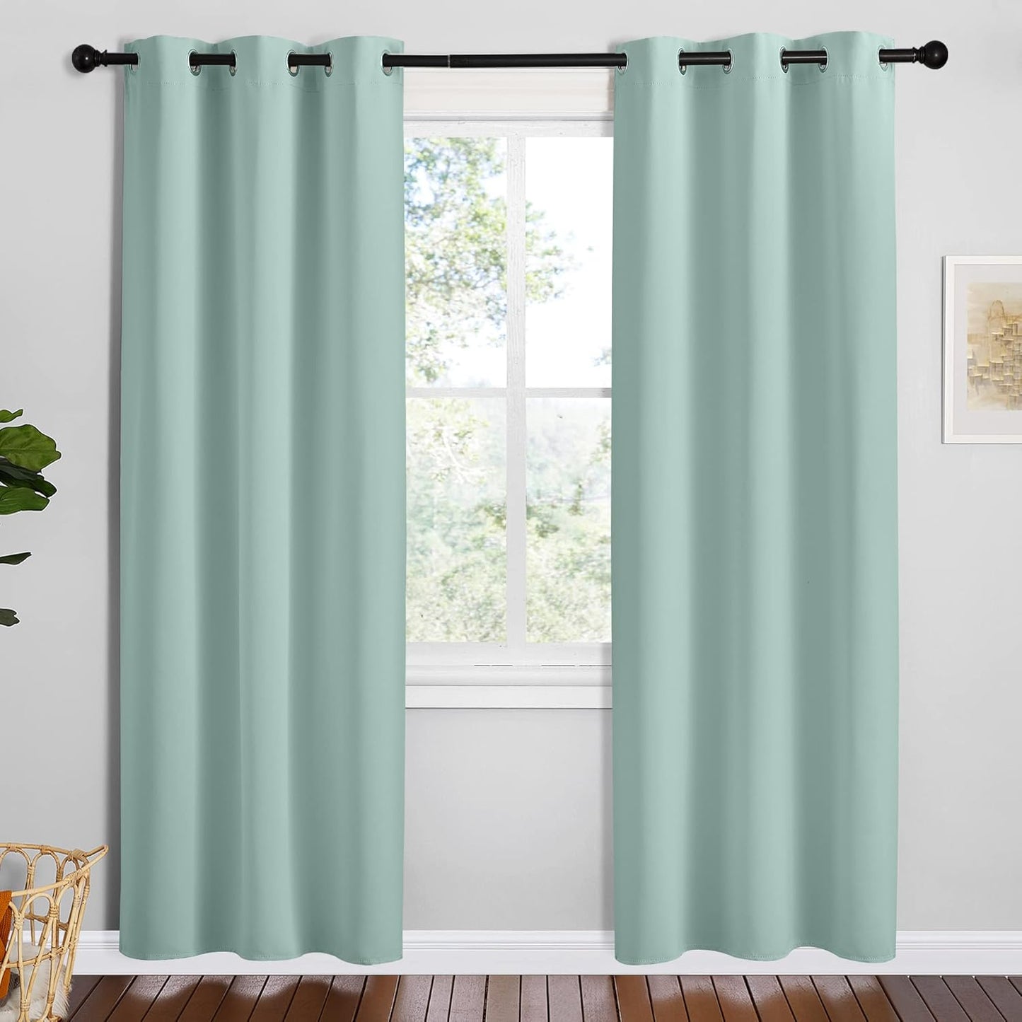 NICETOWN Aqua Blue Room Darkening Curtains - Thermal Insulated Grommet Drapes, 42" W x 78" L, Set of 2