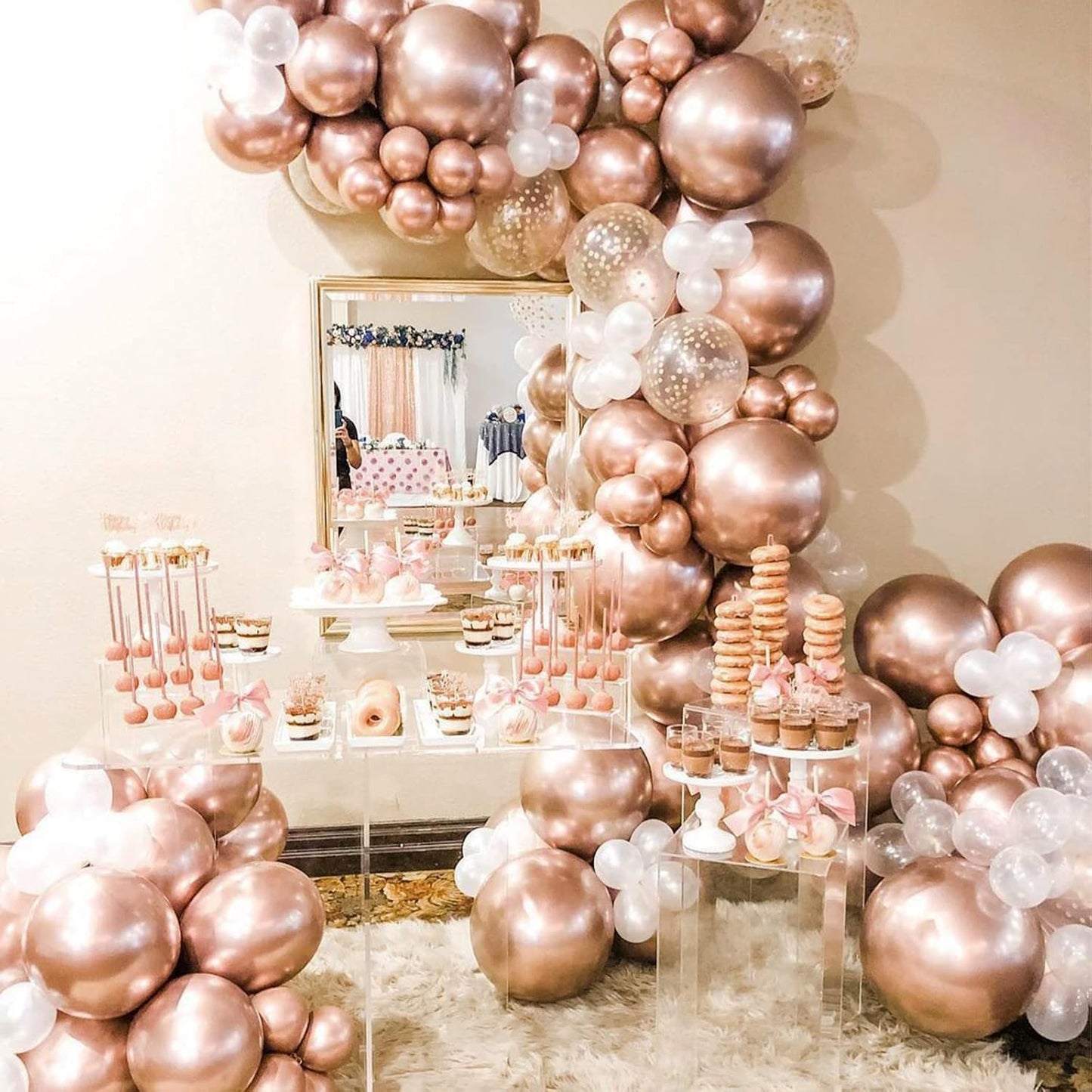PartyWoo Rose Gold Balloons - 36 Inch Metallic Chrome for Weddings & Celebrations | 4 Pack