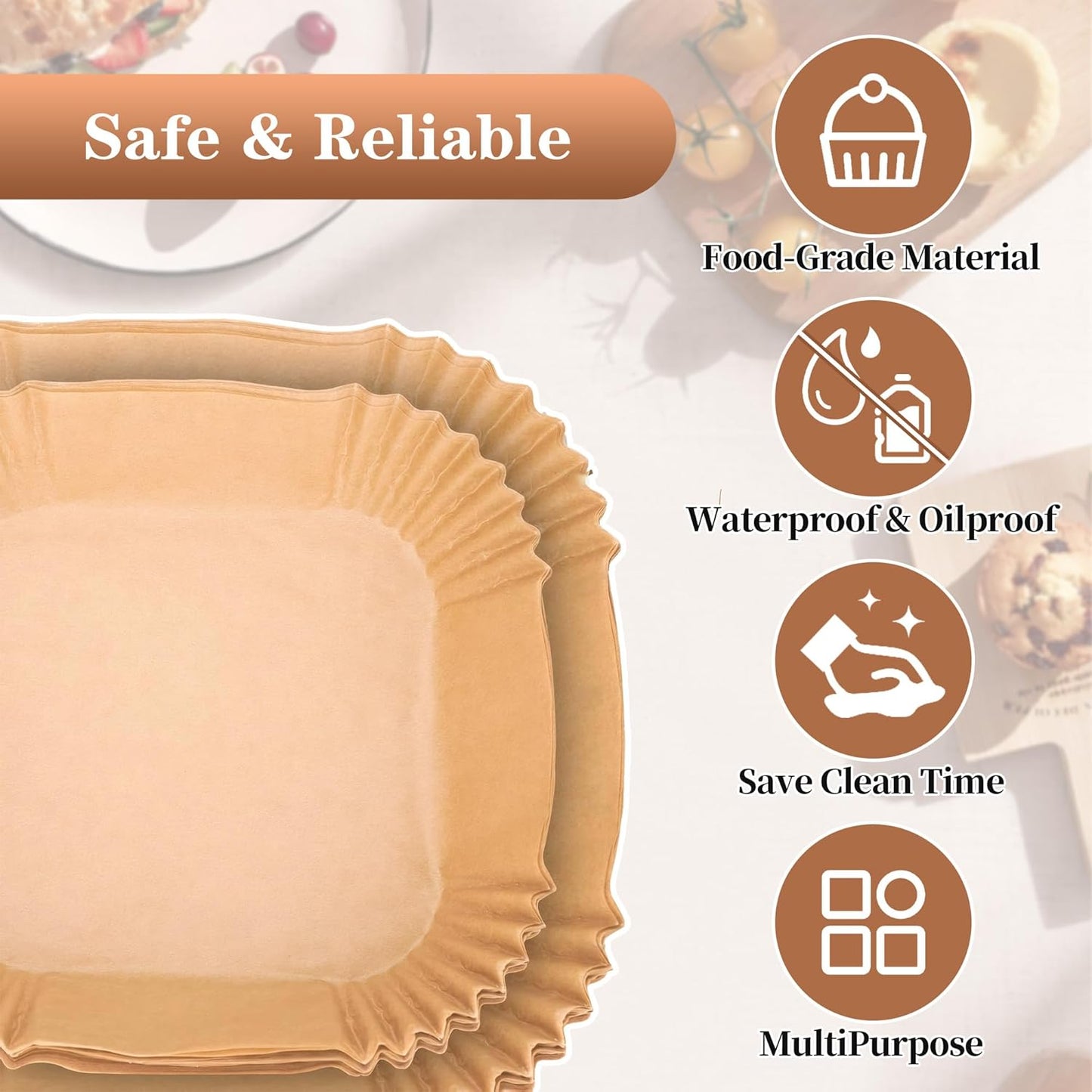 Ninja Crispi Air Fryer Liners - 260 PCS Non-Stick Parchment Paper for 4-in-1 Cooking System