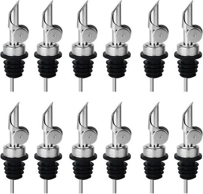 12PCS Weighted Liquor Bottle Pourers, Auto Flip Olive Oil Spout, Stainless Steel Olive Oil Dispenser Spout, Alcohol Pourer Spouts, Liquor Pourers for Suitable About 3/4" Bottle Mouth