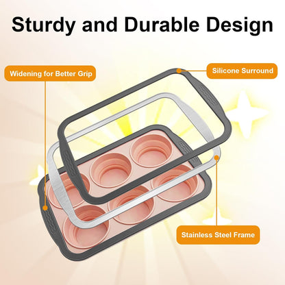 Skiennix Silicone Muffin Pan - 6 Cup Nonstick Baking Molds | BPA-Free & Easy Release, Dishwasher Safe