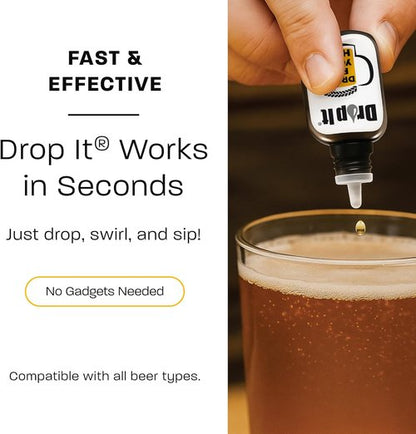 Drop It Drops for Your Hops - 10 mL Bottle - Naturally Reduces Sulfites and Tannins in Any Beer - Portable & Easy to Use - Treats Up to 35-45 Beers - USA Made - Vegan Friendly