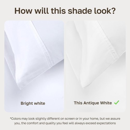 California Design Den Full Size Bed Sheets Set - 100% Soft Cotton, 400 TC, Deep Pockets, Antique White