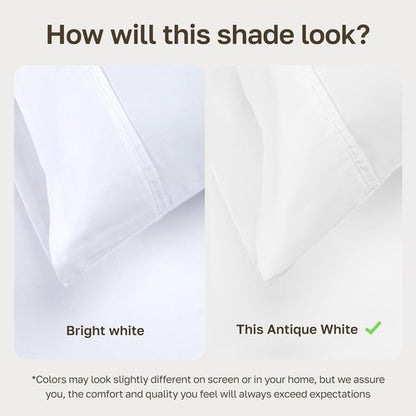 California Design Den Twin XL Bed Sheet Set - 100% Soft Cotton, 400 Thread Count, Silky Sateen - Antique White