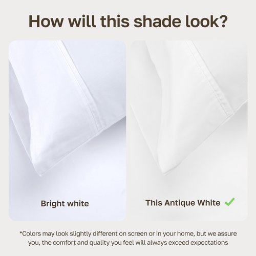 California Design Den Soft 100% Cotton Queen Size Bed Sheets Set, 400 TC Good Housekeeping Award Winner, Silky Sateen Weave with Deep Pockets, Long Staple Cotton Queen Bed Sheet Set - Antique White