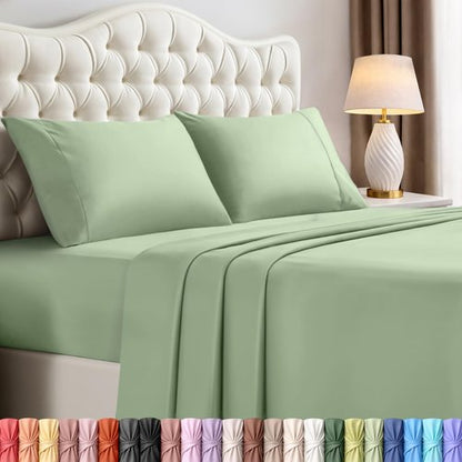 Utopia Bedding King Sheet Set – 4 Piece Bed Sheets for King Size Bed, Soft and Breathable Microfiber, Includes 1 Fitted Sheet, 1 Flat Sheet and 2 Pillowcases (Sage)