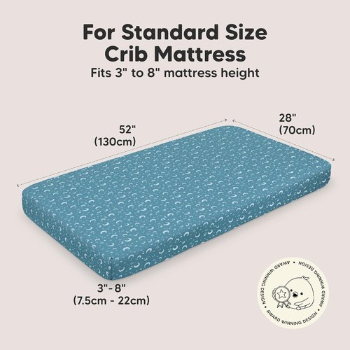 KeaBabies Organic Crib Sheets - 2-Pack Fitted Jersey Cotton for Baby Bed | Soft & Cute Dragon Tale Prints, 52x28