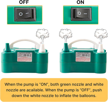 PartyWoo Electric Balloon Pump - 110V 600W Portable Inflator with Dual Nozzle for Balloon Garland