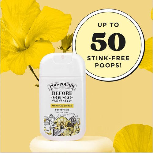 Poo-Pourri Before-You-Go Pocket Toilet Spray, Travel Essentials, Original Citrus, 1 Fl Oz, Up to 50 Uses, On-The-Go Bathroom Odor Deodorizer with Essential Oils, TSA Approved Size, Lemon Bergamot