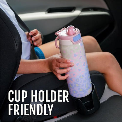 Ello Pop & Fill 18oz Stainless Steel Kids Water Bottle - Quick Fill Lid, Vacuum Insulated, BPA Free, Leak Proof, Dishwasher Safe | Perfect Gift for Kids & Teens, Strawberries