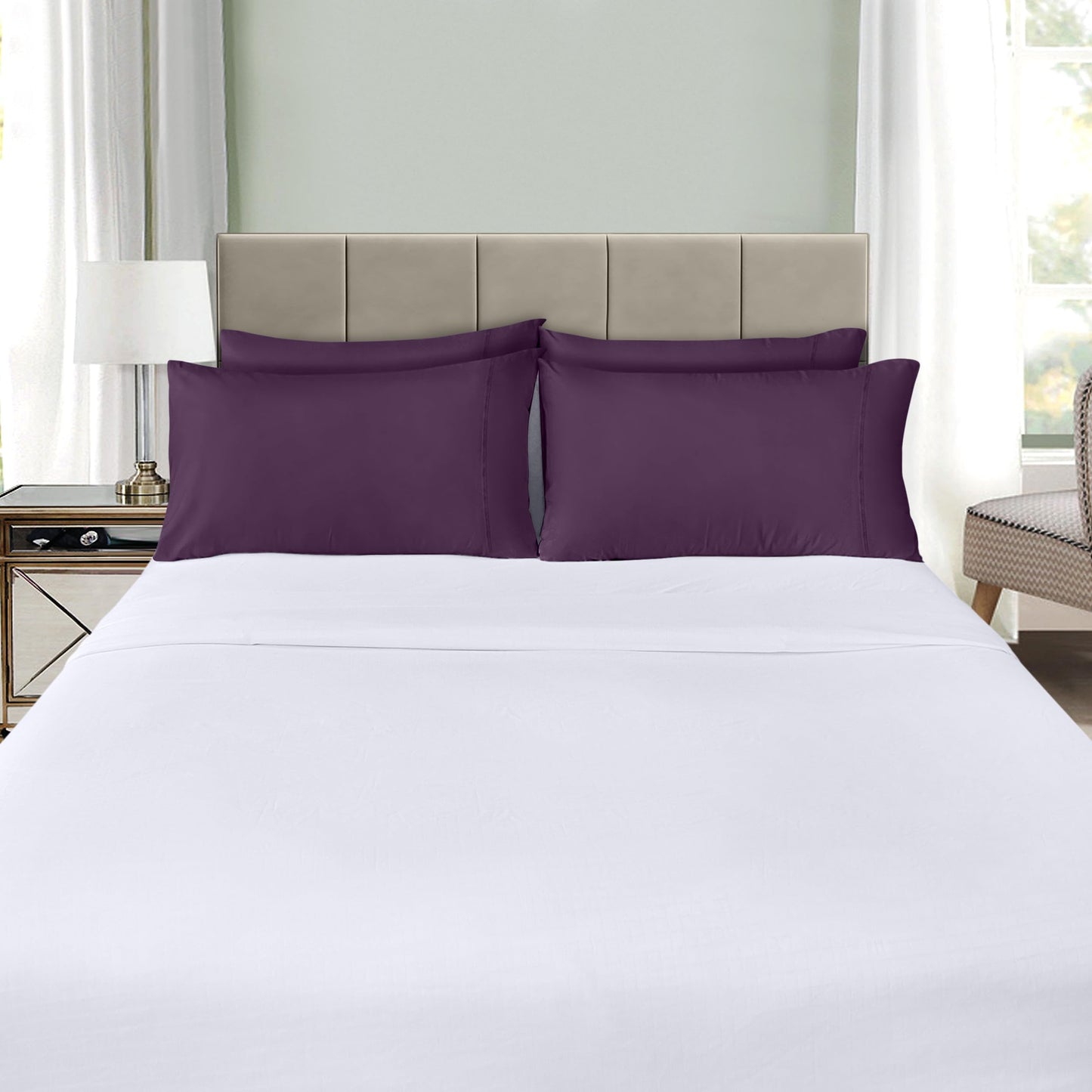 Utopia Bedding King Pillow Cases - 4 Pack - Envelope Closure - Soft Brushed Microfiber Fabric - Shrinkage and Fade Resistant Pillow Covers King Size 20 X 40 Inches (King, Purple)