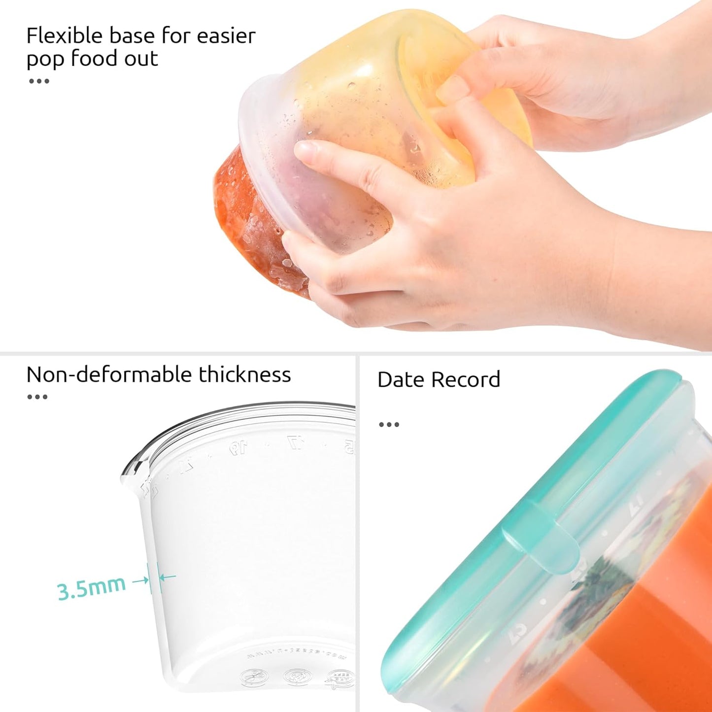 U-Taste Silicone Food Storage Containers Set - Airtight Meal Prep Boxes | Freezer & Microwave Safe, 2oz/4oz/8oz/16oz, Aqua Sky