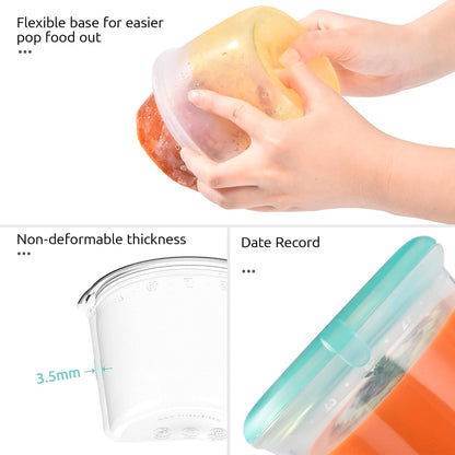 U-Taste Silicone Food Storage Containers Set - Airtight Meal Prep Boxes | Freezer & Microwave Safe, 2oz/4oz/8oz/16oz, Aqua Sky