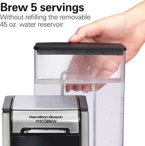Hamilton Beach FlexBrew Coffee Maker - 4-in-1 Single Serve for Hot & Iced Coffee, 45 oz Reservoir, Black