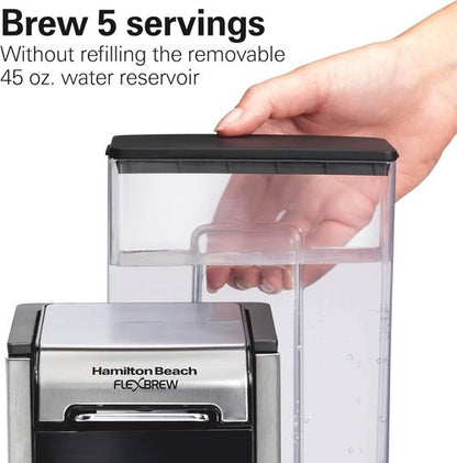 Hamilton Beach FlexBrew Coffee Maker - 4-in-1 Single Serve for Hot & Iced Coffee, 45 oz Reservoir, Black