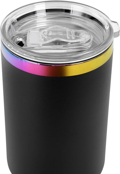 Makerflo 40 oz Rainbow Plated Black Powder Coated Tumbler - Ideal for Crafting & Personalization | Pack of 25