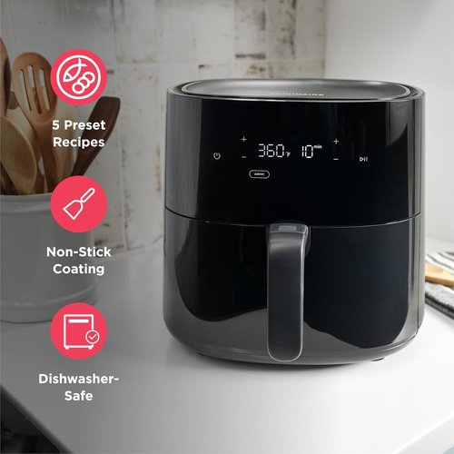 Frigidaire 3-in-1 Air Fryer - Large 5.3 QT Capacity, Digital Display & 3 Cooking Modes | PFAS-Free, Black