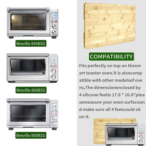 GWBSXM Bamboo Cutting Board for Breville BOV800XL 845BSS 860BSS Smart Oven, Countertop Convection Oven Accessories With Silicone Feet, Heat Resistance, Creates Storage Space