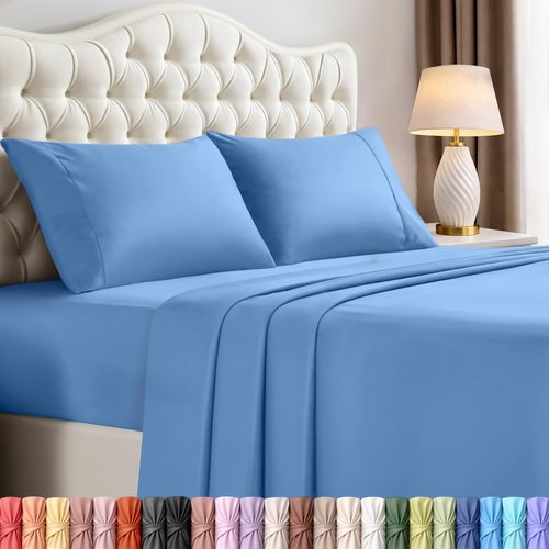 Utopia Bedding King Size Sheet Set – 4 Piece Bed Sheets, Soft and Breathable Microfiber, Includes 1 Fitted Sheet, 1 Flat Sheet and 2 Pillowcases – Oeko Tex (Dutch Blue)