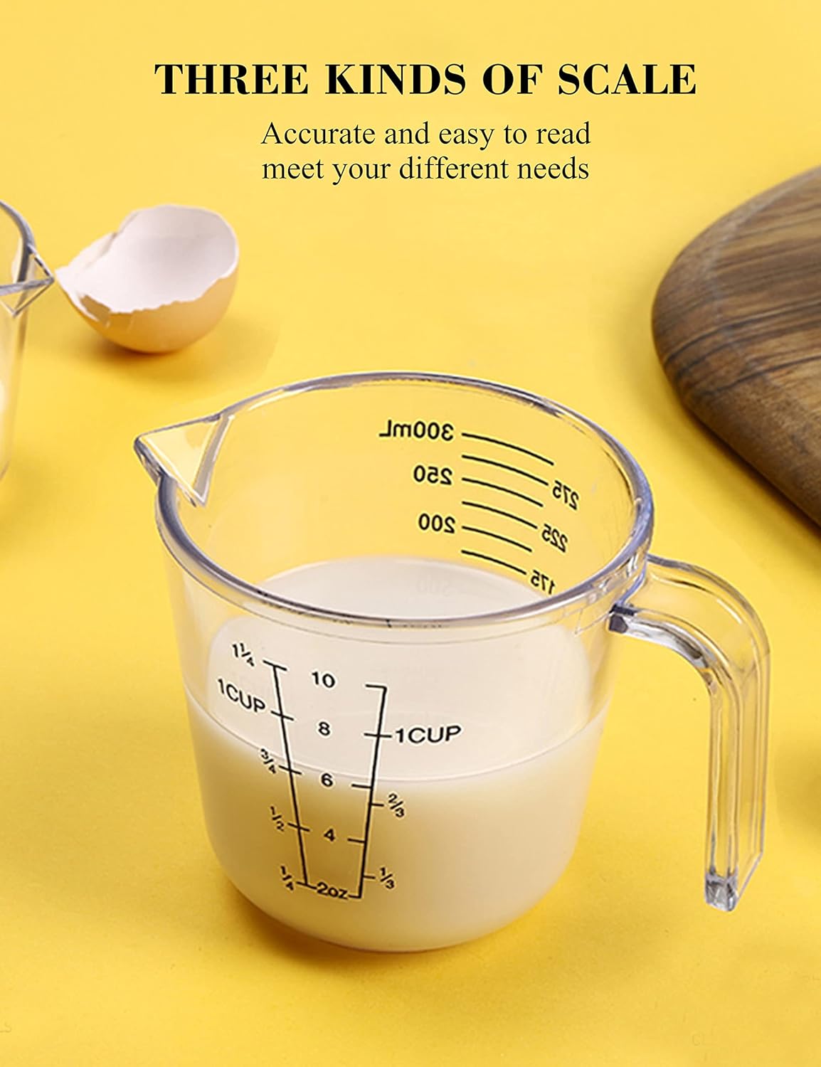 Measuring Cups Set - BPA-Free Plastic Liquid Measuring Cups with Spout | 3-Piece Clear Set