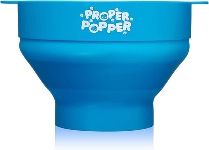Proper Popper Microwave Popcorn Maker - Collapsible Silicone Bowl, BPA Free & Dishwasher Safe | Turquoise
