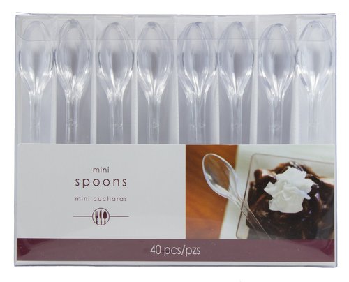 Clear Mini Plastic Spoons - 4" (Pack Of 40) - Perfect For Desserts, Appetizers & Parties
