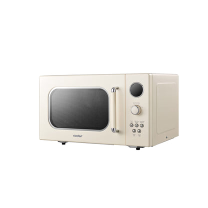 COMFEE' CM-M092AAT Retro Microwave with 9 Preset Programs, Fast Multi-stage Cooking, Turntable Reset Function Kitchen Timer, Mute Function, ECO Mode, LED digital display, 0.9 cu.ft, 900W, Apricot