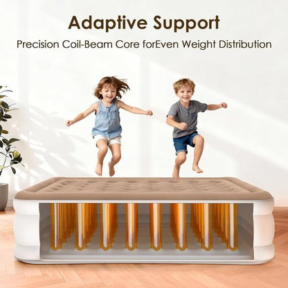 Air Mattress Queen - 18" Raised Inflatable Bed with Built-in Pump & Carry Bag for Cozy Sleepovers
