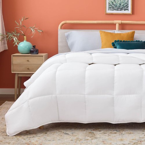 Linenspa White Down Alternative Comforter - All-Season Queen Size Duvet Insert with Box Stitch & 8 Loops