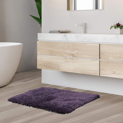 Clara Clark Bathroom Rugs, Ultra Soft Shaggy Bath Rugs - Bath Mats for Bathroom, Machine Wash, Non Slip Backing Rubber, 17 x 24 Inches, Eggplant Bathroom Rug Set