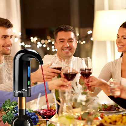 Wine Aerator Electric Wine Decanter,One Touch Red White Wine Accessories Aeration and Decanter Wine Pourer,Wine Gifts for Wine Lovers (Black)