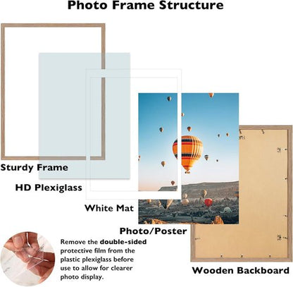JCJMY Puzzles Frame - Display 18x24 with Mat or 19.25x26.75 Without | Rustic Brown Wall Hanging