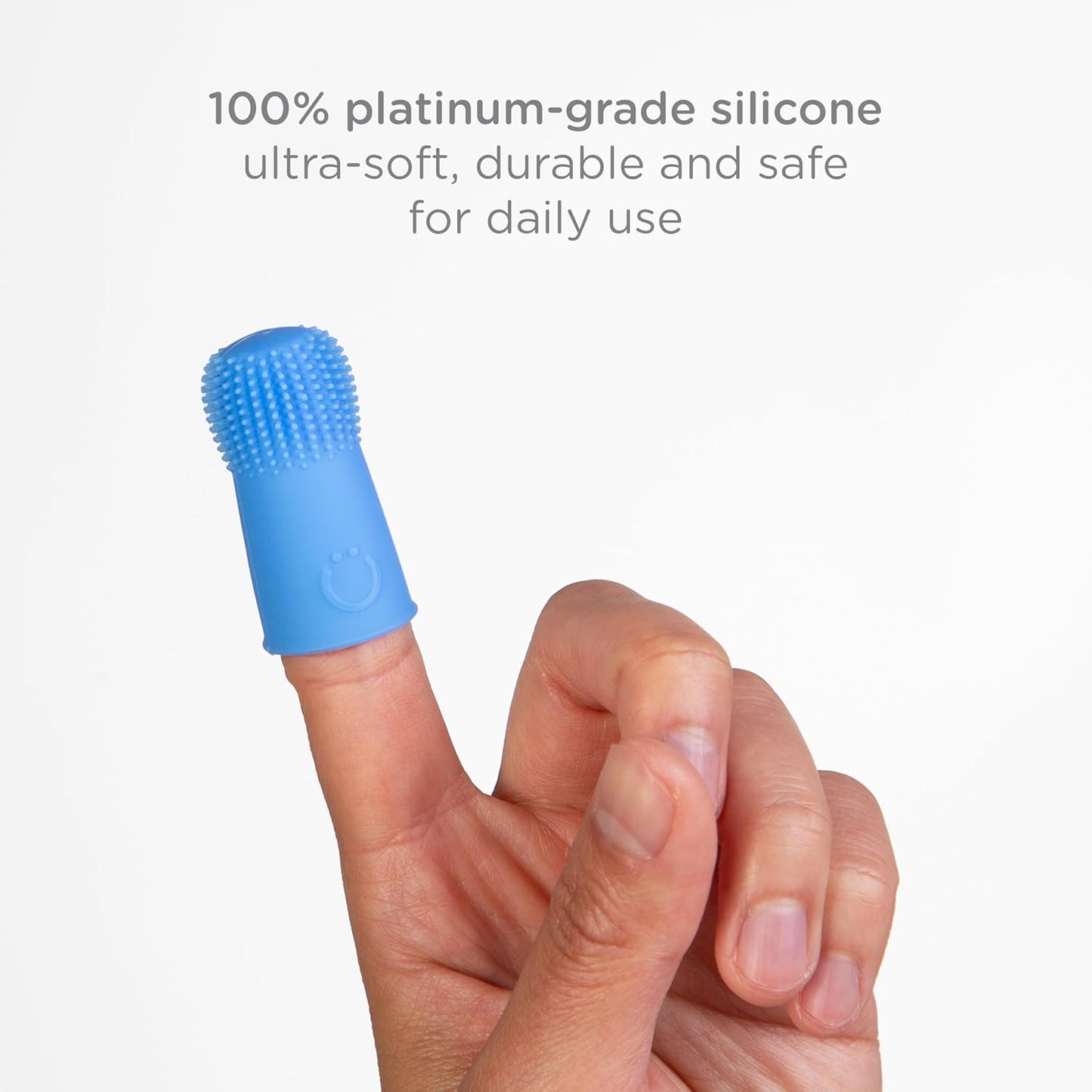 Ubbi Baby Silicone Finger Toothbrush - Food-Grade Platinum Silicone Oral Care for Infants | 2 Pack, Polaris Blue