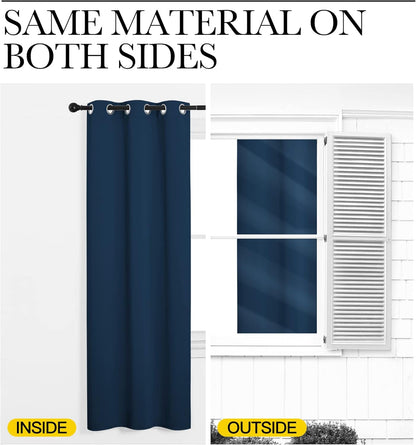 NICETOWN Blackout Curtain Panels - Thermal Insulated Grommet Drapes for Basement | Moroccan Blue, 34x54" (1 Pair)