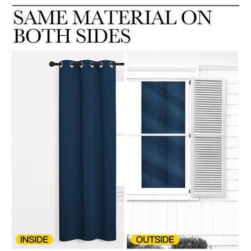 NICETOWN Patio Blackout Curtains - Glass Door Drapes, Privacy Panel for Bedroom, Living & Dining Room (Moroccan Blue, 42 x 95 Inches, 1 Pair)
