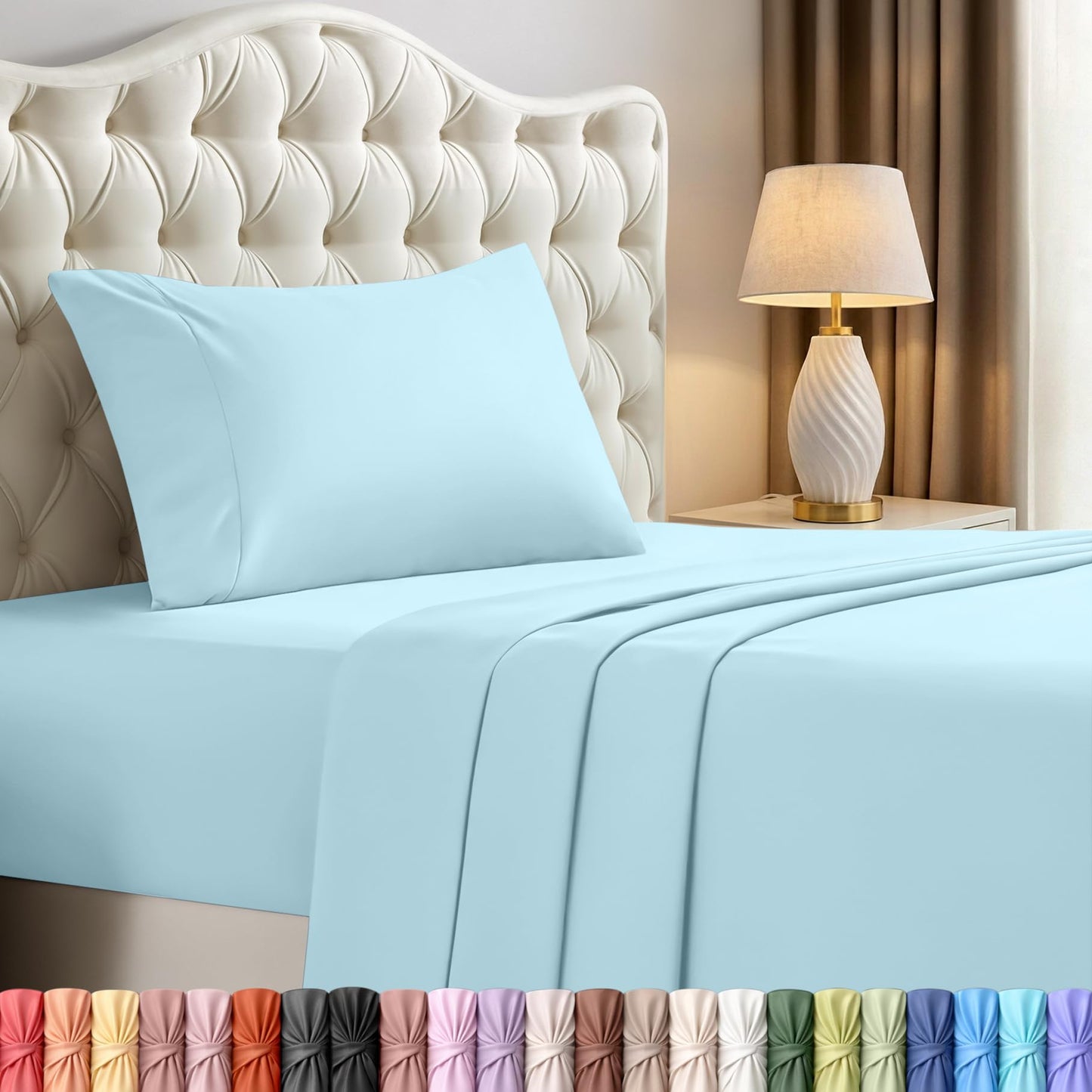 Utopia Bedding Twin Sheet Set – 3 Piece Bed Sheets for Twin Size Bed, Soft and Breathable Microfiber, Includes 1 Fitted Sheet, 1 Flat Sheet and 1 Pillowcase – Oeko Tex (Ice Blue)