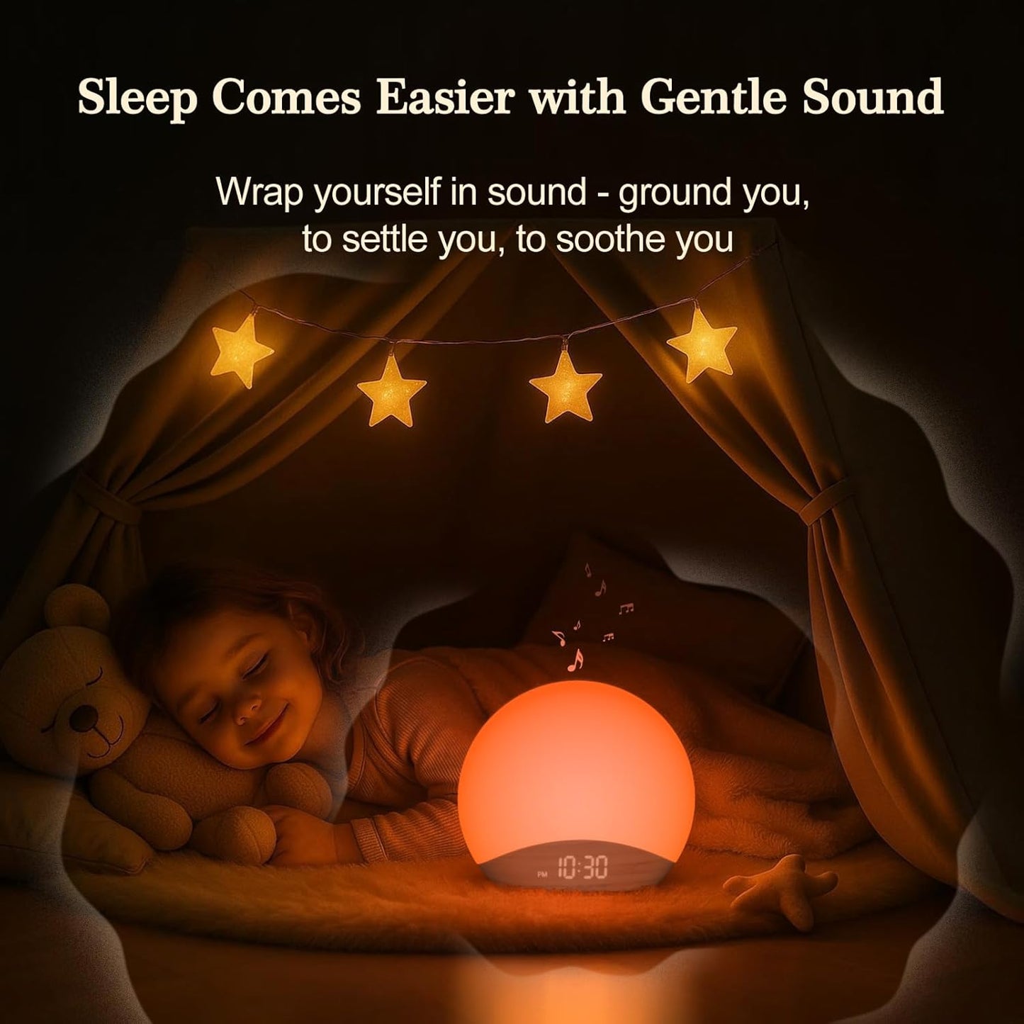 REACHER Sunrise Alarm Clock - Wood Grain Design with 26 Sleep Sounds & Dimmable Nightlight | Perfect for Kids & Adults